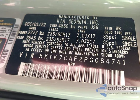 2023 Kia Sportage X-Pro Prestige из США, поврежденный, VIN 5XYK7CAF2PG084741